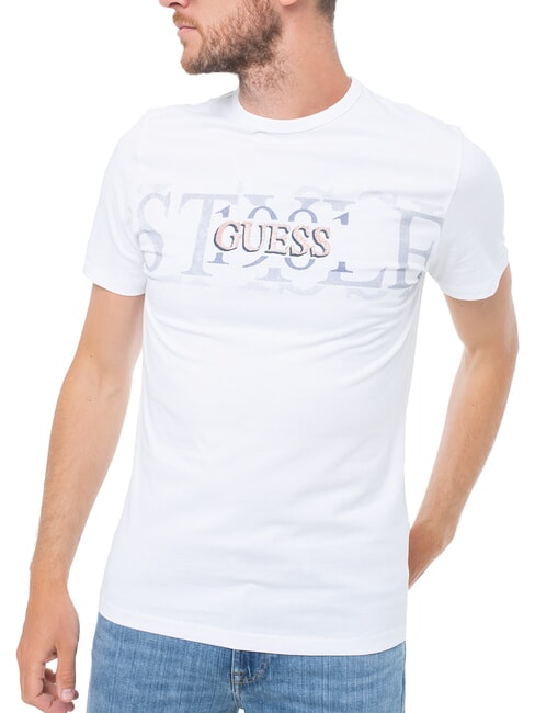 GUESS CHEST BOX Camiseta de algodón con estampado purwhite - camiseta