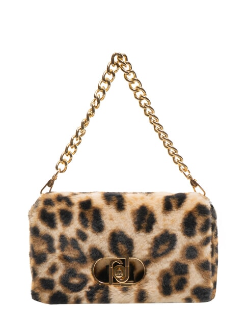 LIUJO LAPUFFY Bolso de hombro de felpa con estampado animal mácula natural. - Bolsos Mujer