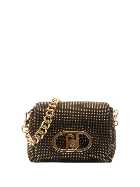 LIUJO LAPUFFY Bolso de hombro micro con pedrería negro/latón dorado - Bolsos Mujer