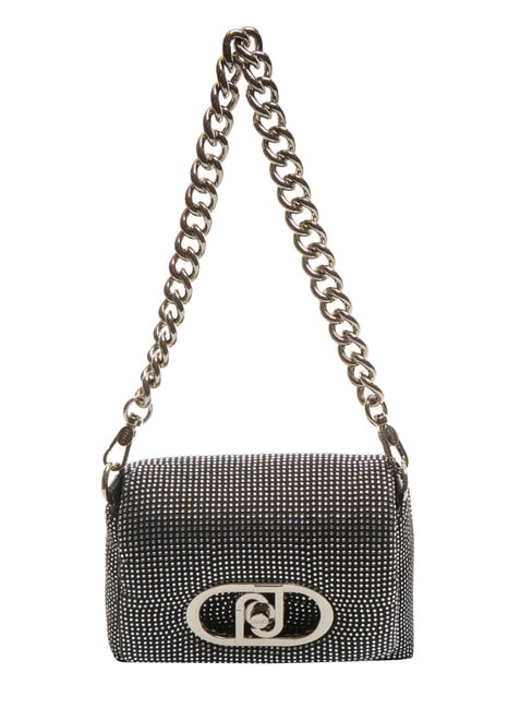 LIUJO LAPUFFY Bolso de hombro micro con pedrería negro/acero - Bolsos Mujer