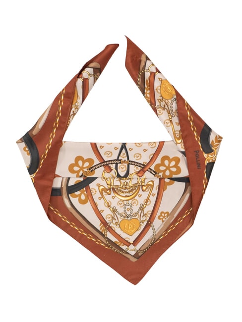 POLLINI HEARTS TWILL Bufanda cadena marrón - Bufandas