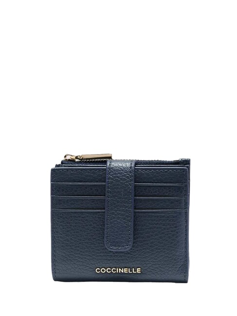 COCCINELLE METALLIC SOFT Cartera mini de piel azul medianoche - Carteras Mujer