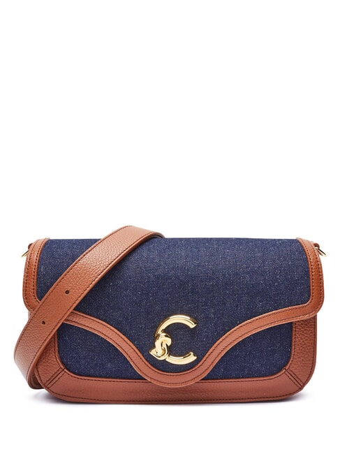 COCCINELLE C-ME DENIM Bolso de hombro guarida azul/coñac - Bolsos Mujer