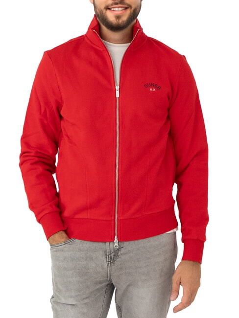 SUN68 MINI LOGO Sudadera de cuello alto con cremallera rojo fuego - Sudaderas