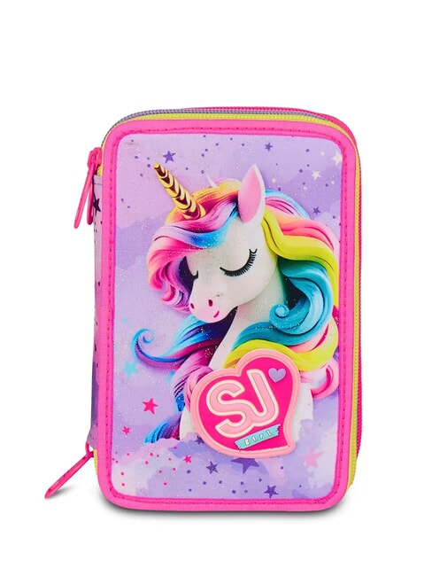 SJGANG FABLE JOURNEY Estuche de 3 cremalleras con material escolar Violeta - Estuches y Accesorios