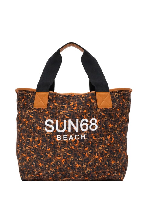 SUN68 LOGO BEACH Bolsa de playa en lona beige/naranja fluorescente - Bolsos Mujer