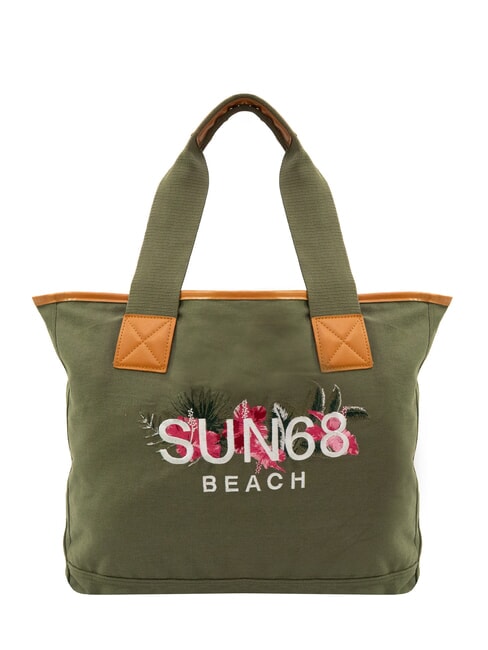 SUN68 LOGO BEACH Bolsa de playa en lona militar - Bolsos Mujer