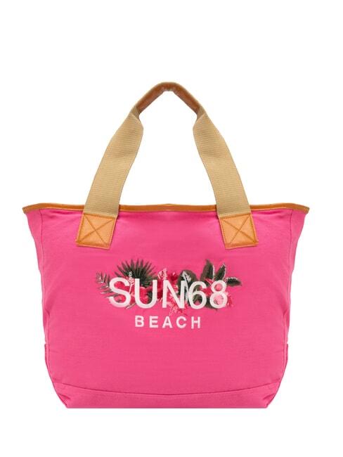 SUN68 LOGO BEACH Bolsa de playa en lona fucsia - Bolsos Mujer