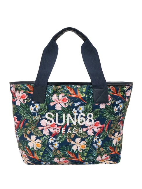 SUN68 LOGO BEACH Bolsa de playa en lona azul marino/fucsia - Bolsos Mujer