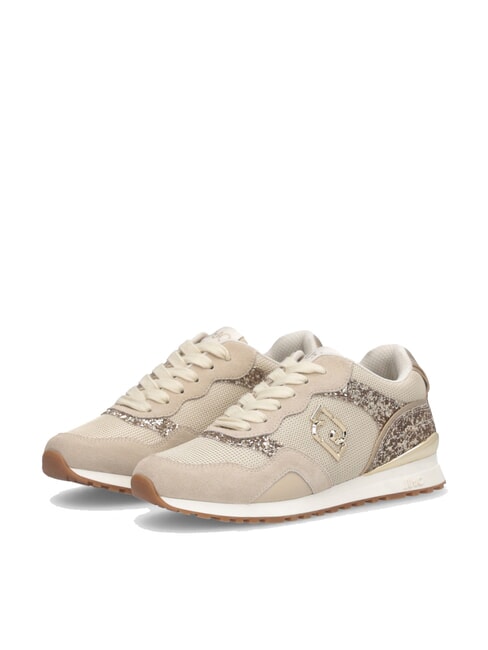 LIUJO MAXI WONDER LOW 02 Zapatillas deportivas con purpurina y malla cuerda/oro claro - Zapatos Mujer