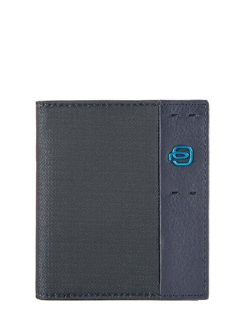 PIQUADRO P16 Tarjetero de piel y tejido azul - Carteras Hombre