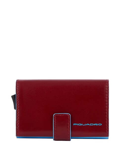 PIQUADRO BLUE SQUARE Tarjetero de piel y metal ROJO - Carteras Hombre
