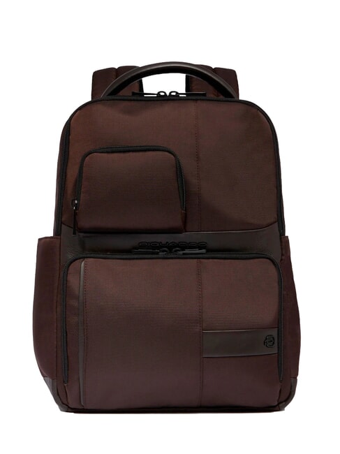 PIQUADRO WOLLEM Mochila de piel y tela, soporte para portátil de 14" MORO - Mochilas para portátil