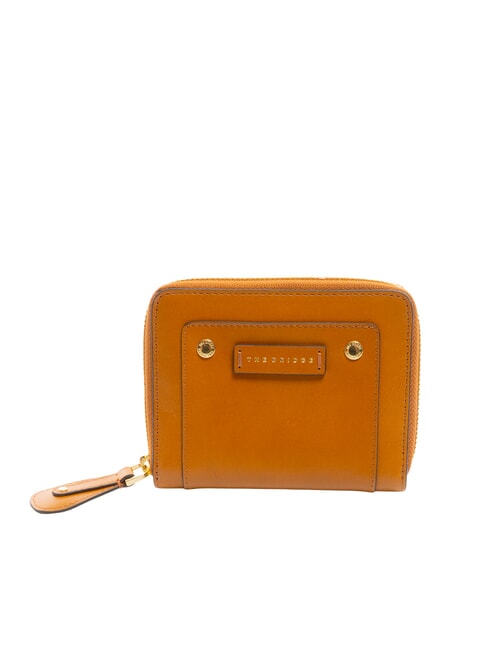 THE BRIDGE CECILIA Cartera mediana de piel con cremallera Cognac / Oro - Carteras Mujer