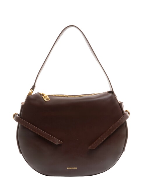 BORBONESE BRIDLE MEDIUM HOBO Bolso hobo mediano de piel napa castaño/champiñón - Bolsos Mujer