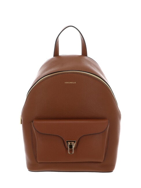 COCCINELLE BEAT GENERATIO Mochila de cuero martillado coñac - Bolsos Mujer