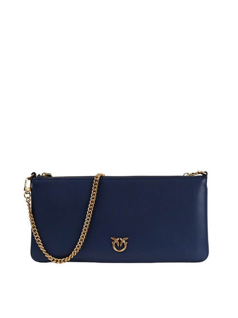 PINKO HORIZONTAL FLAT  Bolso bandolera, en piel. Objetivo antiguo sombrío azul índigo - Bolsos Mujer