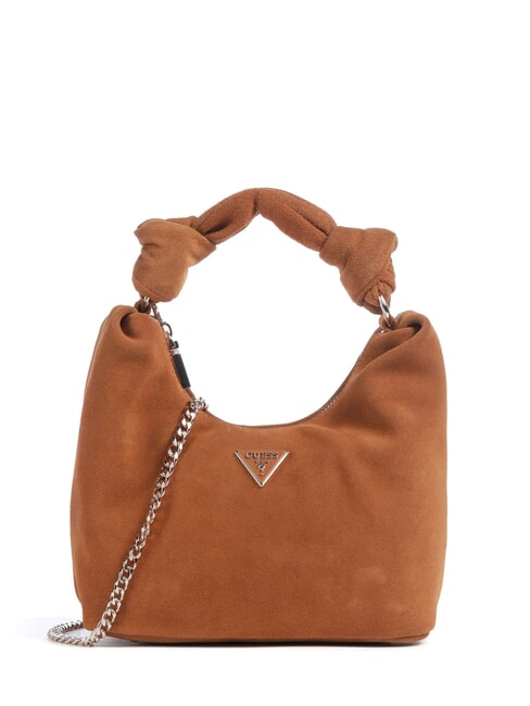 GUESS ISOTTA Bolso de piel de ante con cadena COGNAC - Bolsos Mujer