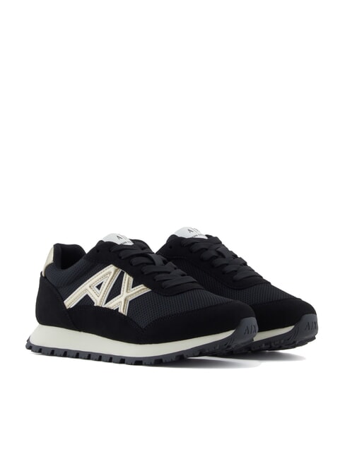 ARMANI EXCHANGE DROP MICROSUEDE Zapatillas con logo lateral negro/oro pálido - Zapatos Mujer
