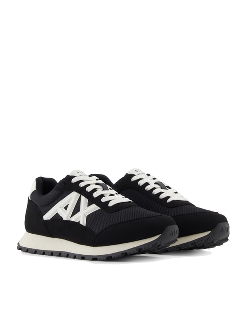 ARMANI EXCHANGE DROP MICROSUEDE Zapatillas con logotipo en contraste negro + blanquecino - Zapatos Hombre