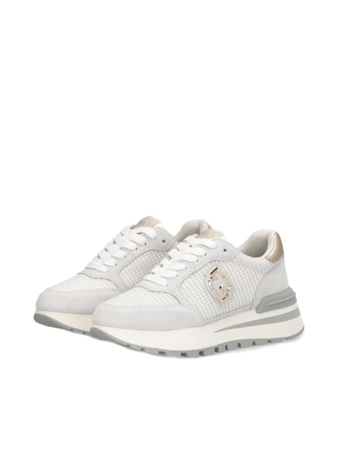 LIUJO AMAZING 25 Zapatillas de ante y malla blanco roto/dorado claro - Zapatos Mujer