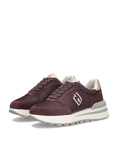 LIUJO AMAZING 25 Zapatillas de ante y malla carmesí/dorado claro - Zapatos Mujer