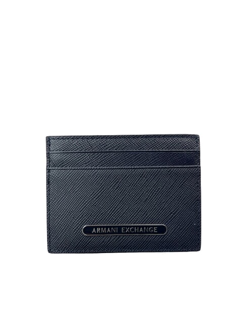 ARMANI EXCHANGE BARCELONA Tarjetero plano de cuero para tarjetas de crédito azul marino profundo - Carteras Hombre