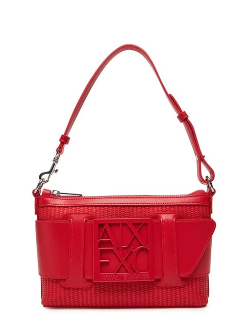 ARMANI EXCHANGE SUSIE STRAW Bolso de hombro con logo rojo - Bolsos Mujer