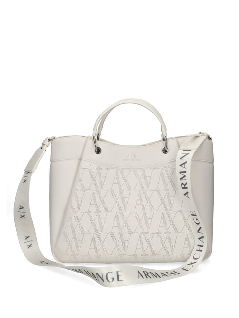 ARMANI EXCHANGE WAVE Bolso grande perforado blanco brillante - Bolsos Mujer