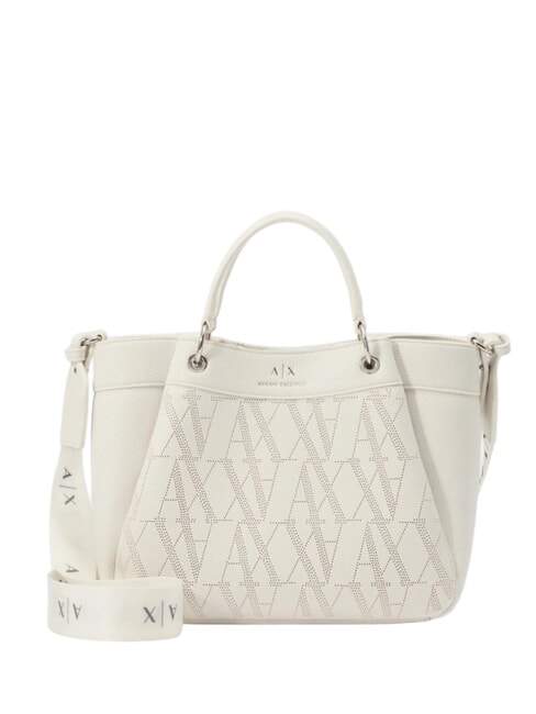 ARMANI EXCHANGE WAVE Bolso mediano perforado con bandolera blanco brillante - Bolsos Mujer