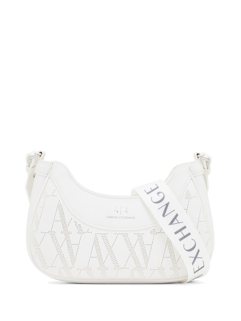 ARMANI EXCHANGE WAVE Bolso de hombro mediano perforado blanco brillante - Bolsos Mujer