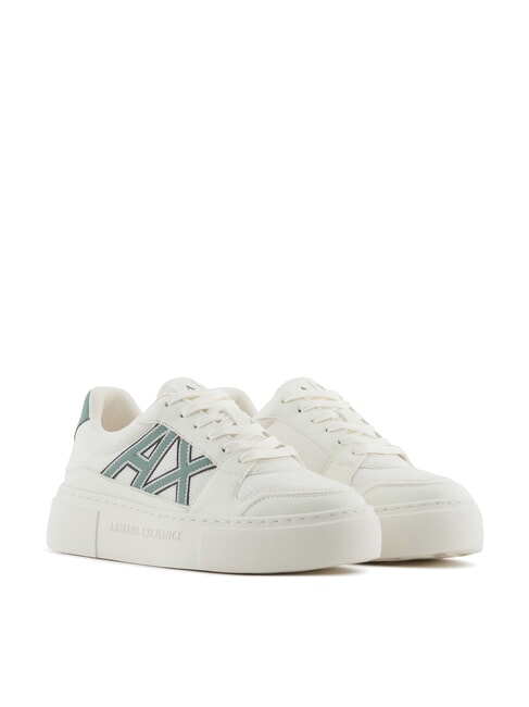 ARMANI EXCHANGE A|X Zapatillas con logotipo en contraste blanco apagado + verde oscuro - Zapatos Mujer