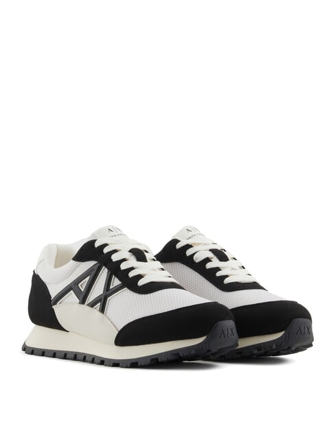 ARMANI EXCHANGE A|X Zapatillas de malla con logotipo en contraste blanco roto + negro - Zapatos Mujer