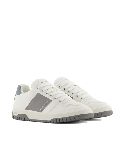 ARMANI EXCHANGE A|X Zapatillas con banda lateral en contraste blanco roto + gris neutro - Zapatos Hombre