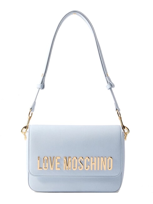 LOVE MOSCHINO LAMINATED BOLD LOVE Bolso de hombro con solapa Azul claro - Bolsos Mujer