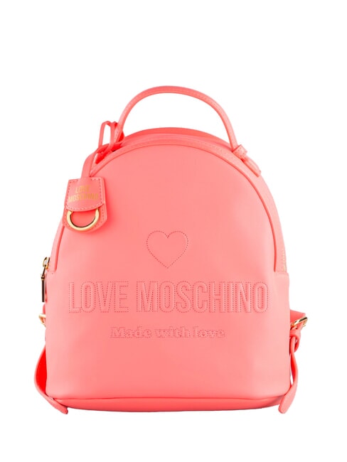 LOVE MOSCHINO LOVE EMBOSSED Mochila con logo cosido coral - Bolsos Mujer
