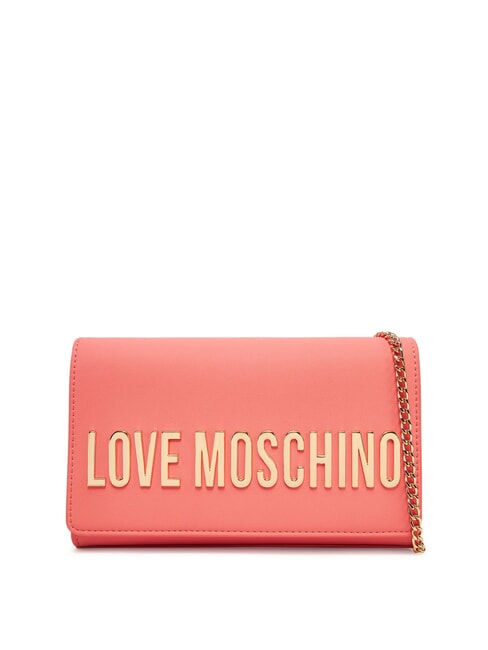 LOVE MOSCHINO BOLD LOGO Bolso con solapa y bandolera de cadena coral - Bolsos Mujer