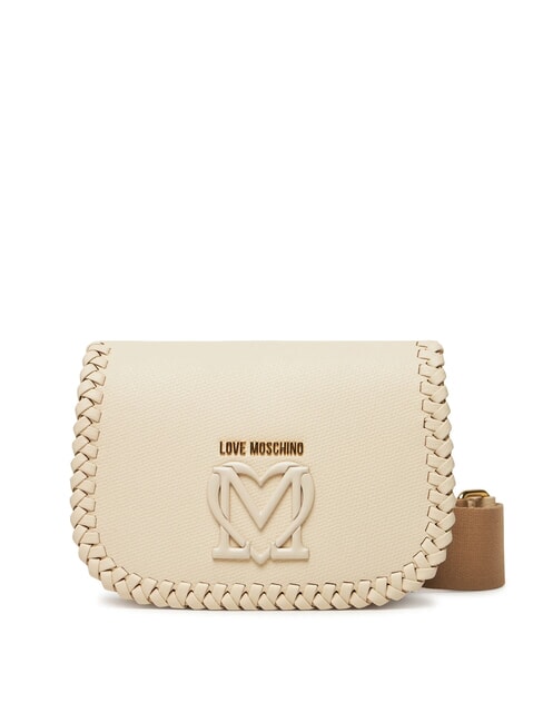 LOVE MOSCHINO BRAIDED Bolso de hombro con solapa Marfil - Bolsos Mujer