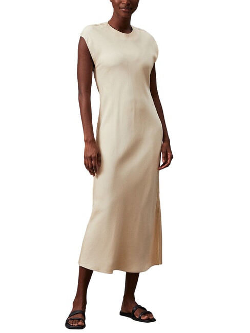 CALVIN KLEIN CK Vestido midi con aberturas laterales ceniza de madera - Ropa de mujer