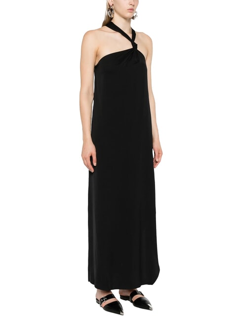 CALVIN KLEIN CK Vestido largo de viscosa con nudo ck negro - Ropa de mujer