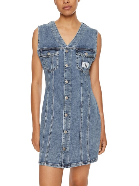 CALVIN KLEIN CK JEANS Vestido corto vaquero con sisas dril - Ropa de mujer