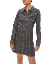CALVIN KLEIN CK JEANS Vestido vaquero de manga larga con cremallera completa - Ropa de mujer
