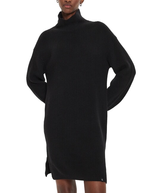 CALVIN KLEIN CK JEANS Vestido corto de cuello alto de gran tamaño ck negro - Ropa de mujer