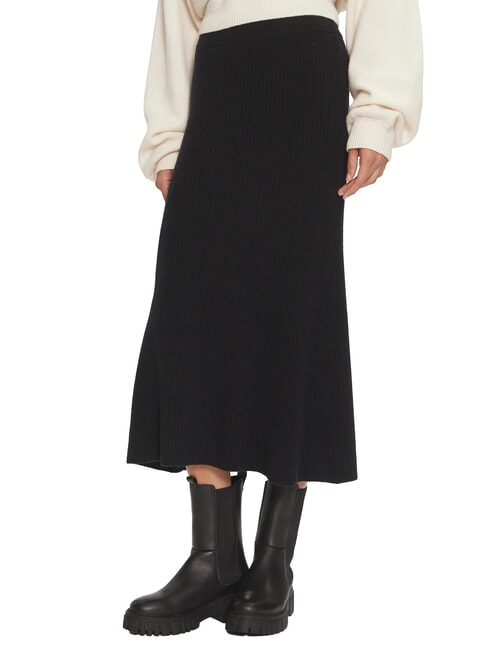 CALVIN KLEIN CK Falda midi acampanada de canalé ck negro - Faldas de mujer