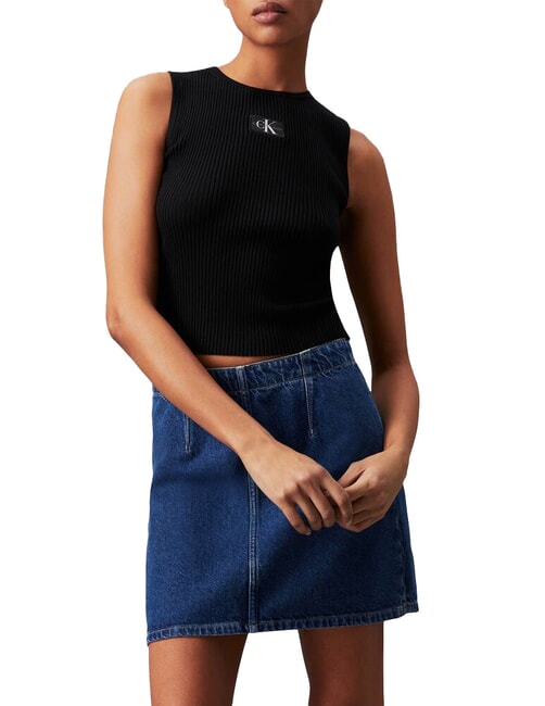 CALVIN KLEIN CK JEANS Camiseta sin mangas acanalada ck negro - camiseta