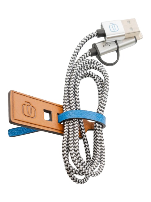 PIQUADRO BAGMOTIC Brida de cuero con cable USB Cuero / Azul - Accesorios de viaje