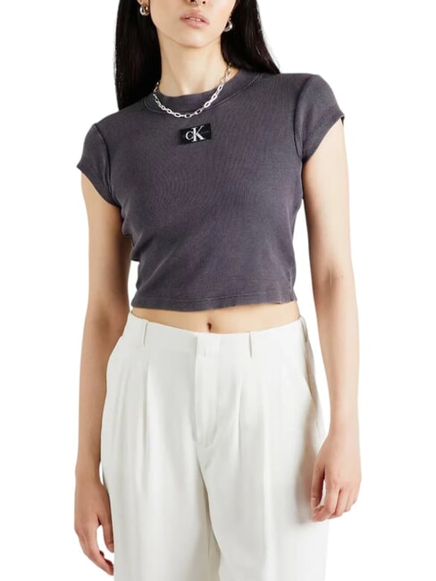 CALVIN KLEIN CK JEANS Camiseta corta de manga corta lavado negro - camiseta