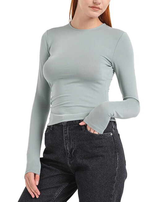 CALVIN KLEIN CK JEANS Camiseta de manga larga con cuello redondo gris pizarra - camiseta