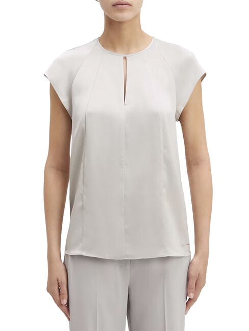 CALVIN KLEIN CK Camisa de satén de manga corta guijarro de arena - Camisas