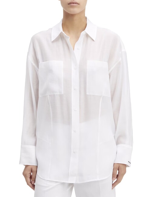 CALVIN KLEIN CK Camisa transparente de corte extragrande blanco brillante - Camisas